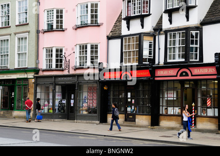 Shops along Oxford High Street, Oxford, England, UK Stock Photo