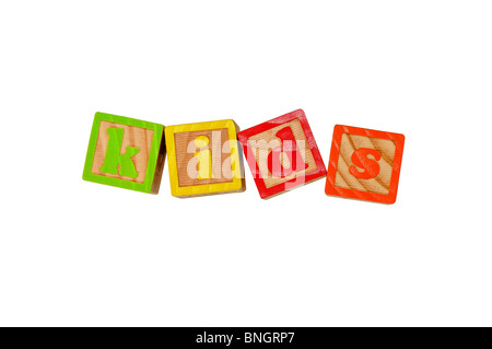 Childrens Alphabet Blocks spelling the word Kids Stock Photo