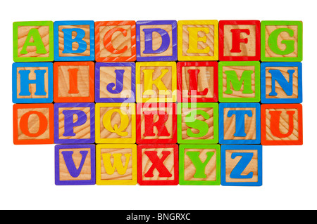 Childrens Alphabet Blocks of the whole alphabet in Capital Letters Stock Photo