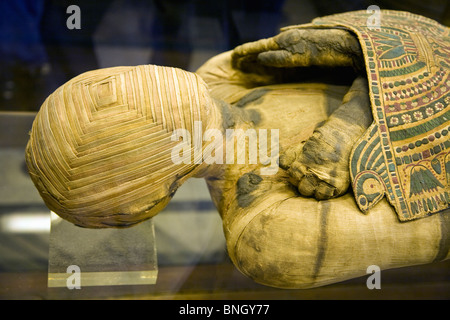 Embalmed funerary mummy,  France,  Paris,  Musee du Louvre,  Egyptian Art Stock Photo