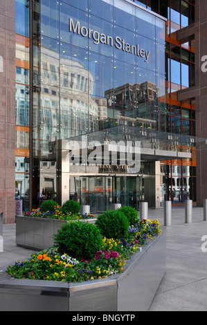 Morgan Stanley office building entrance in Canary Wharf Stock Photo