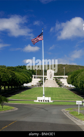 The Punchbowl National Memorial Cemetery is a burial spot for US military personnel who lost their lives in the Pacific wars. Stock Photo