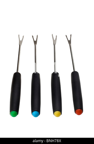 Close-up of fondue forks in a row Stock Photo