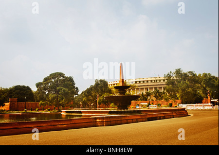 Fountain in front of a government building, Sansad Bhawan, New Delhi, India Stock Photo