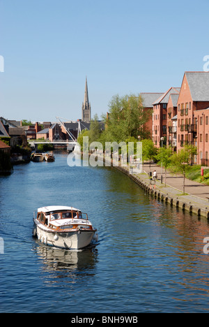 Boat on the River Wensum, Norwich, Norfolk, England Stock Photo