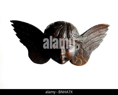 carved angel's head and wings Stock Photo