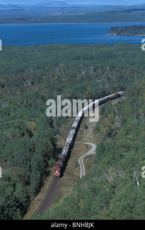 Canada Nipigon Ontario Canadian Pacific Railroad Near Nipigon Lake Superior Train Cargo Freight Railroad Railway Forest Stock Photo