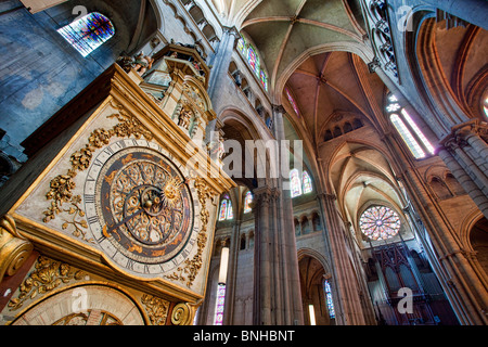 Europe, France, Rhone (69), Lyon, Saint-Jean Cathedral, Astronomical Clock Stock Photo