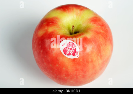 Pink Lady eating apple imported from Chile Stock Photo