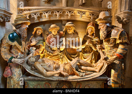 Europe, France, Vienne (86), Poitiers, Notre Dame La Grande Church, Entombment of Jesus Christ Stock Photo