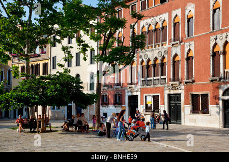 Europe, Italy, Venezia, Venice, Listed as World Heritage by UNESCO, Campo San Polo Stock Photo