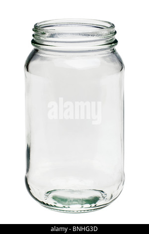 Photo of an Empty glass jar isolated on a white background Stock Photo