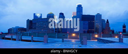 Blue panorama of Minneapolis Stock Photo