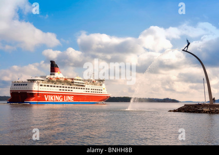 Sweden Stockholm Viking Line Ferry to Finland Morning Archipelago Art Artwork Boat Boats Capital Carl Milles City Cruise Stock Photo