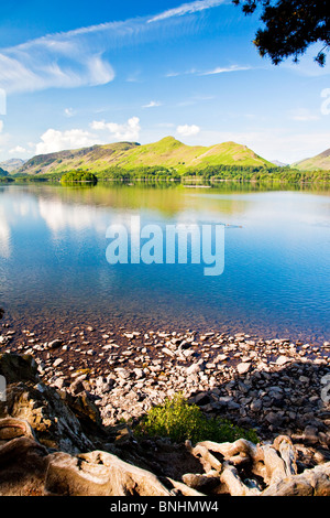 The view over Derwent Water from Friar's Crag onto Cat Bells in the Lake District National Park, Cumbria, England, UK Stock Photo