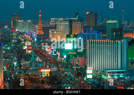 USA view from The Hotel Mandalay Bay Hotel Las Vegas Boulevard The Strip Las Vegas Nevada night lights Stock Photo