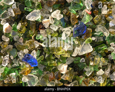 Cullet glass colors colorful colourful detail closeup close-up recycling Stock Photo