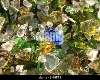 Cullet glass colors colorful colourful detail closeup close-up recycling Stock Photo