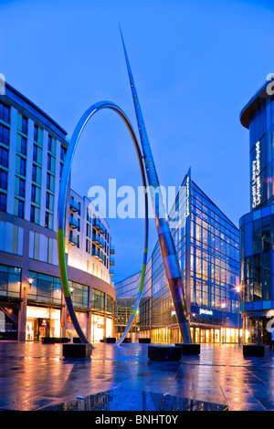 John Lewis Store Shopping Centre and Central Library Cardiff Wales at twilight Stock Photo