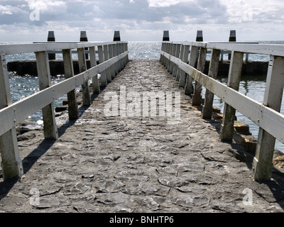 Jetty at the Ijsselmeer on the Afsluitdijk A7, the Netherlands. Stock Photo