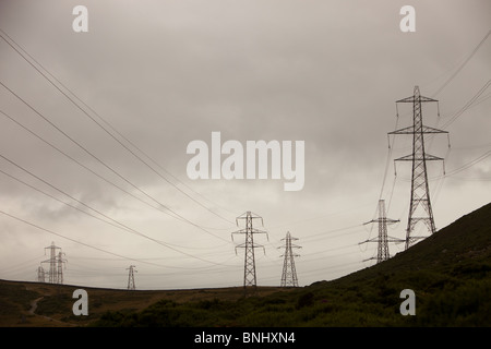 Pylons in Snowdonia,North Wales. Stock Photo