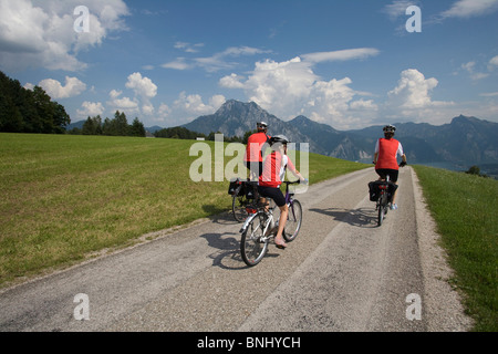 Wheel Bicycle Gmunden Upper Austria Austria summer cycle track way road family bicycle tour biking riding bike Bicycles Stock Photo