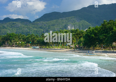 Stunning bay, beach and tropical rainforest, Puerto-Princesa Subterranean River National Park, Sabang, Palawan, Philippines Stock Photo