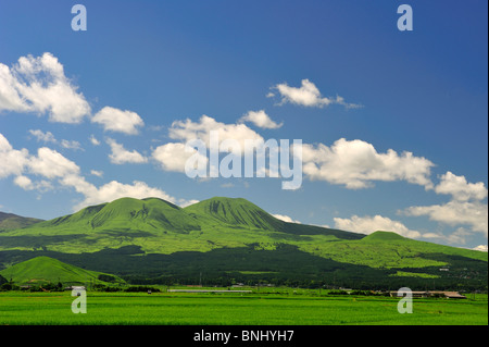 Aso Kumamoto Prefecture Kyushu island Japan Asia Aso National Park Exterior Kome Zuka Mount Aso Naka Dake Outdoor Outside Rice Stock Photo