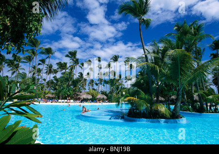 Caribbean sea ocean Dominican Republic cathedral beach seashore shore coast Punta Cana day hotel Melia Caribe Tropical Playa Stock Photo