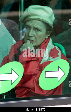 Woman riding a metropolitan bus in Paris, France Stock Photo