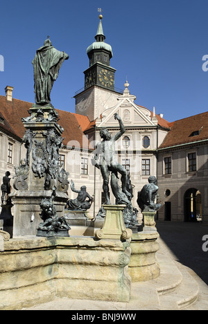 Brunnenhof Residenz Munich Bavaria Germany old Old Town architecture building Bavarian paints bronze fountain Europe facade Stock Photo