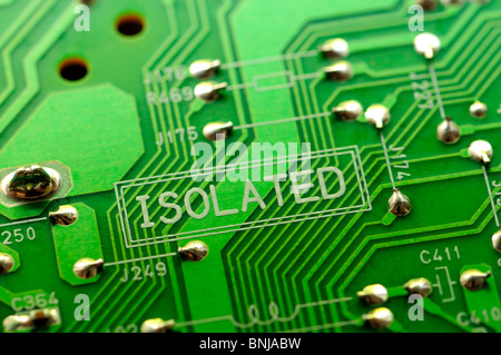 Detail of printed circuit board from a television. "Isolated" Stock Photo