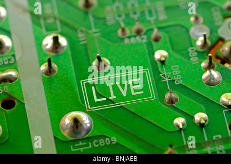 Detail of printed circuit board from a television. "Live" Stock Photo