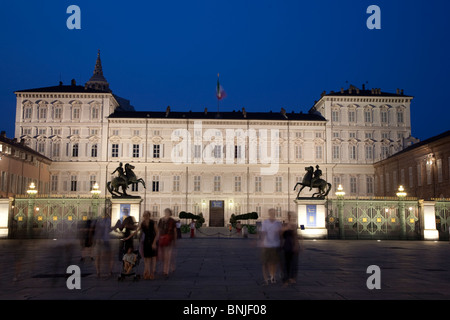 Royal Palace in Turin, Italy illuminated at night Stock Photo