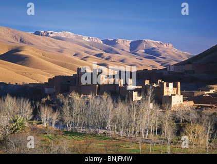Morocco january 2007 Kasbah at Dades valley Atlas Mountains landscape city old town Stock Photo
