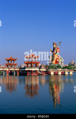 Taiwan Kaohsiung Lotus Lake Statue of Taoist God Xuan-tian-shang-di Asia China Formosa Lotus Pond Lake Lakes Taoist God Tao Stock Photo