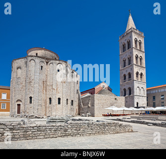Zadar - St. Donatus church, 9th century, The Early Medieval Period. Roman time ruins in front Stock Photo