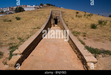 VIEWS OF THE DOLMENS ANTEQUERA ANTEQUERA ANCIENT BURIAL GROUND SPAIN Stock Photo