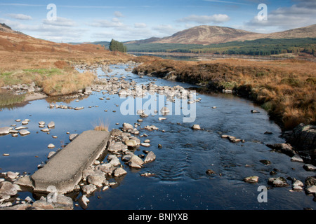 Burn flowing into Loch Doon on the Carrick Forest Drive Stock Photo