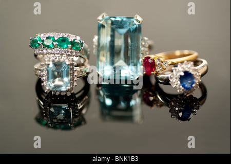 beautiful precious gemstone rings Stock Photo