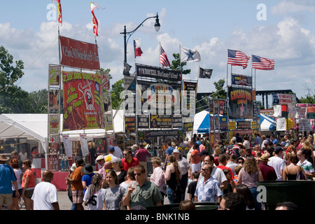 People and vendor booths. Jazz and Rib Fest. Columbus, Ohio, USA. Stock Photo