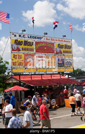 People and vendor booths. Jazz and Rib Fest. Columbus, Ohio, USA. Booth named Bad Wolf Barbecue. Stock Photo