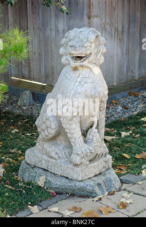 Chinese Guardian Lion statue. Stock Photo