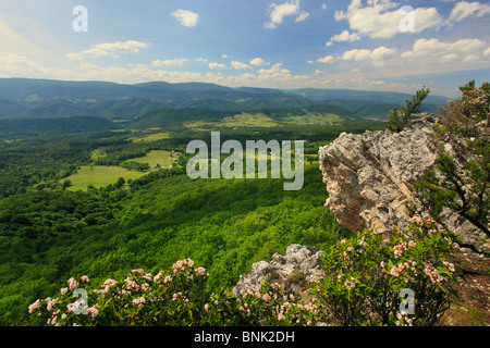 View of Germany Valley and Spruce Knob from North Fork Mountain Trail, Franklin, West Virginia, USA Stock Photo