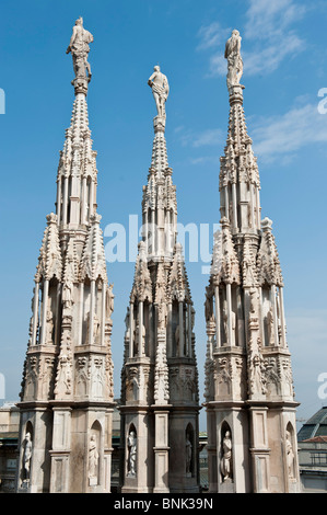 Spires and statues on top of Milan Cathedral, Italy Stock Photo