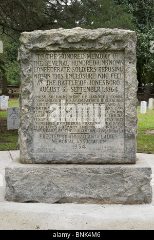 Grave marker in the Confederate Memorial Cemetery of Jonesboro, Georgia, USA Stock Photo