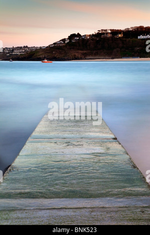 St Ives; waves over the slipway; Cornwall; long exposure; blurred motion