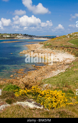 St Marys; Looking to Porth Cressa and the Garrison from Peninnis; Isles of Scilly Stock Photo