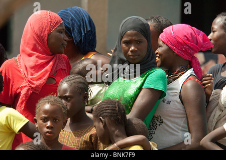 Africa, Senegal, Dakar. Fulani village, semi-nomadic tribe located along the shores of the Pink Lake of Retba. Stock Photo