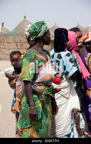 Africa, Senegal, Dakar. Fulani village, semi-nomadic tribe located along the shores of the Pink Lake of Retba. Stock Photo